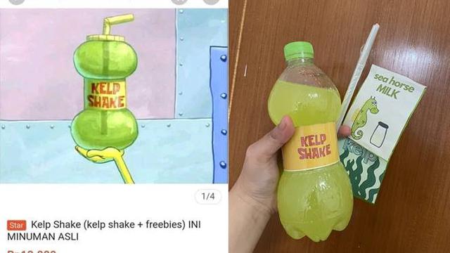 <span>Makanan dan minuman di kartun SpongeBob (Sumber: Twitter/txtdarionlshop)</span>