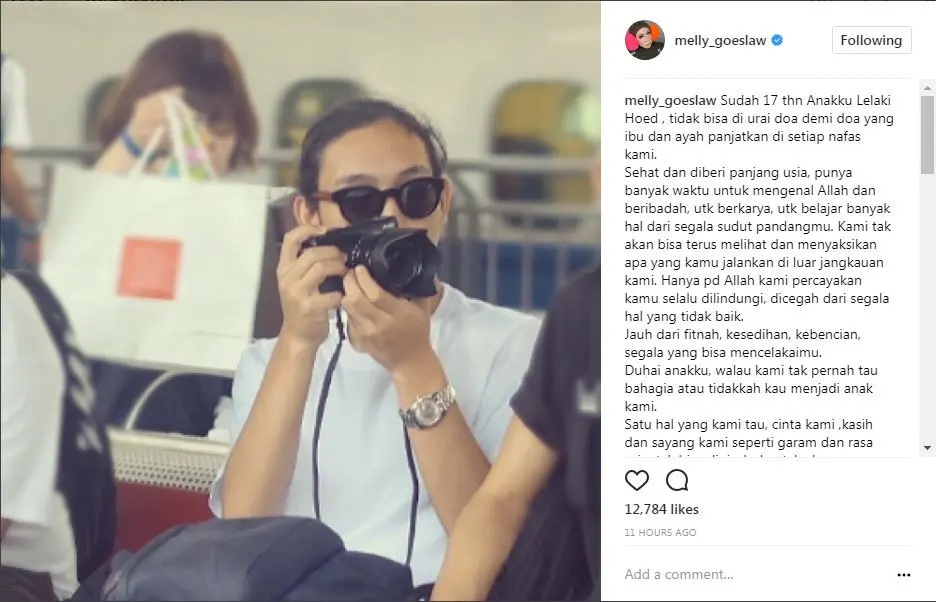 Melly Goeslaw unggah foto wajah anak pertamanya (Foto: Instagram)