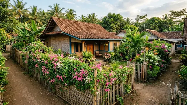 Desain Kebun Rambat di Pagar Bambu