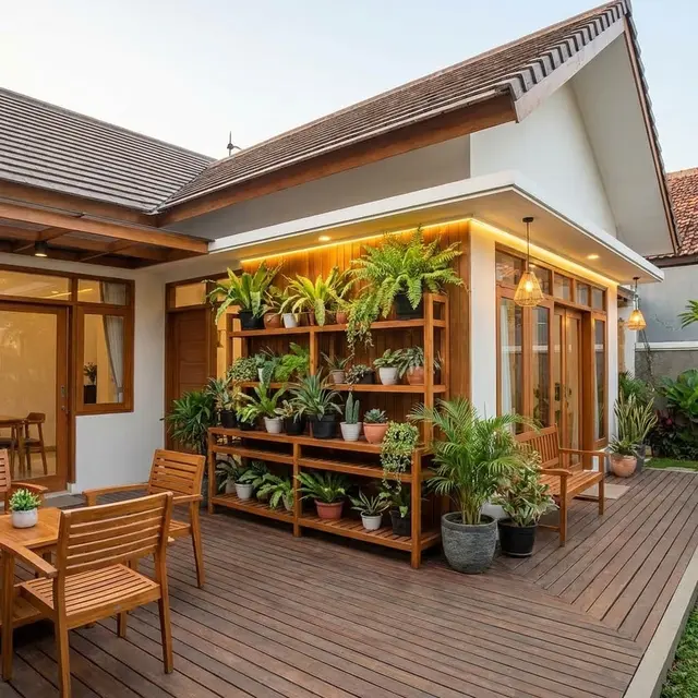 Rak Tanaman Kayu Bertingkat (Gemini AI)