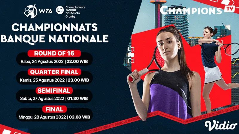 Nonton Keseruan WTA 250 Granby National Bank Championships 2022 Live Vidio 24-28 Agustus