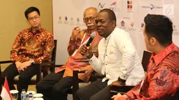 Honorary Council of Cameroon, Raul Rubel (kedua kanan) memberikan sambutan di hadapan pengusaha muda pada acara Delegation Meeting Trade Expo Indonesia di ICE BSD, Tangerang, Kamis (25/10). (Liputan6.com/Angga Yuniar)