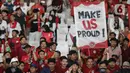 Diketahui, Ultras Garuda dan La Grande Indonesia kembali meramaikan tribune utara dan selatan. (Liputan6.com/Helmi Fithriansyah)