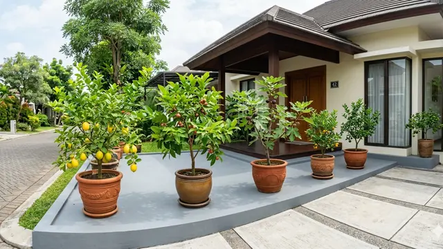 Inspirasi Desain Kebun Kecil dengan Tabulampot Buah Estetik. Gemini