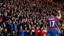 Penyerang Crystal Palace, Glenn Murray merayakan selebrasi usai mencetak gol ke gawang Manchester City saat Laga Liga Premier Inggris di Selhurst Park Stadium, Inggris ( 6/4/2015). Crystal Palace menang 2-1 atas Manchester City. (Reuters/Suzanne)
