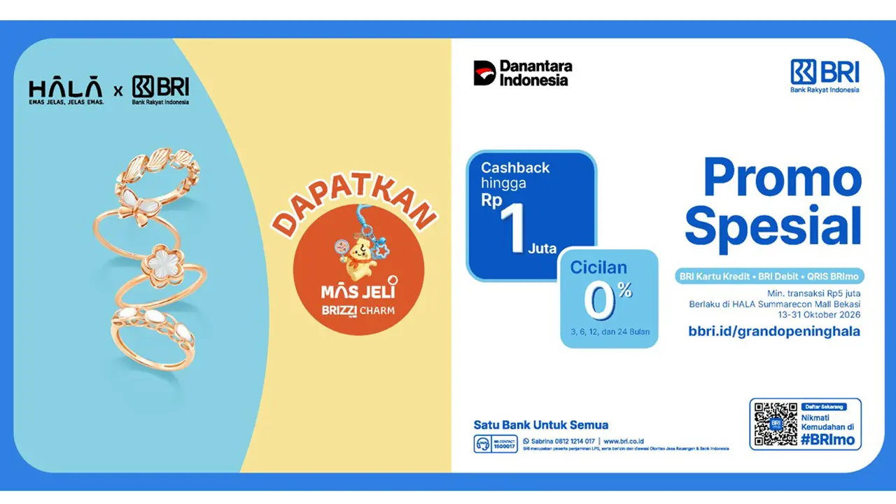 Belanja Perhiasan di HALA, Nikmati Cashback hingga Rp1 Juta dan Cicilan 0% dengan Promo Spesial BRI