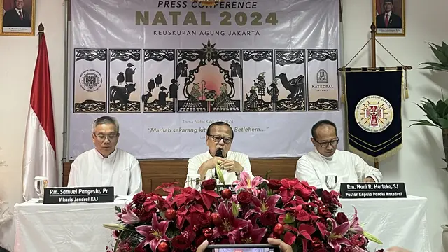 Uskup Agung Jakarta Kardinal Ignatius Suharyo dalam konferensi di Gereja Katedral, Jakarta Pusat, Rabu (25/12/2024).