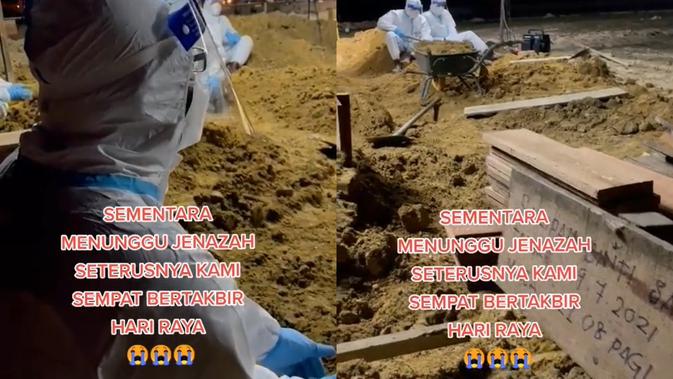 Peringati Idul Adha, Momen Haru Penggali Kubur Takbiran di Makam Sambil Menunggu Jenazah Covid-19 - Vimarsana News