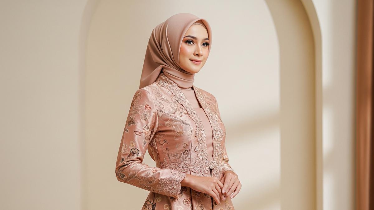 9 Pilihan Gamis Brokat Warna Muted untuk Office Look &amp; Acara Formal, Beri Kesan Mewah
