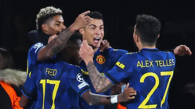 Foto: Cristiano Ronaldo dan Jadon Sancho Bawa Manchester United Lolos ke Babak 16 besar Liga Champions