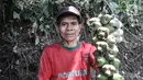 Edi (60) menunjukkan buah aren yang akan diolah menjadi kolang-kaling di Kampung Citugu, Desa Puraseda, Leuwiliang, Kabupaten Bogor, Jawa Barat, Minggu (25/4/2021). Edi mengaku kolang-kaling miliknya hingga kini masih belum dibeli tengkulak. (merdeka.com/Iqbal S. Nugroho)