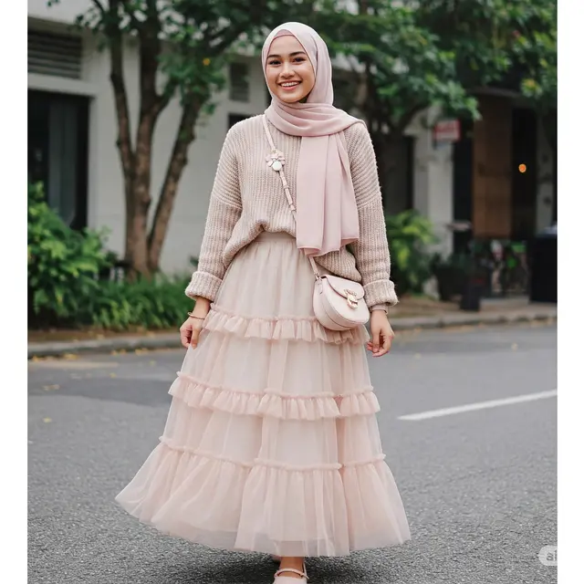 7 Outfit Korean Style Hijab Rok Terbaru 2025, Tampil Feminin dan Modis ...