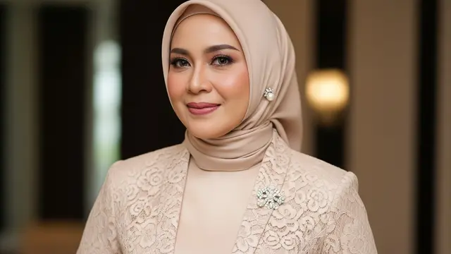 Model Gamis Blazer Brokat Mewah tapi Sederhana untuk Wanita 45 Tahun