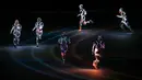 Upacara pembukaan SEA Games 2025 berlangsung meriah dengan perpaduan pertunjukan cahaya, musik, dan tarian tradisional Thailand yang membuat suasana semakin hidup. (AFP/Lillian Suwanrumpha)