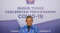 Juru Bicara Pemerintah untuk Penanganan COVID-19 Achmad Yurianto saat konferensi pers Corona di Graha BNPB, Jakarta, Sabtu (27/6/2020). (Dok Badan Nasional Penanggulangan Bencana/BNPB)