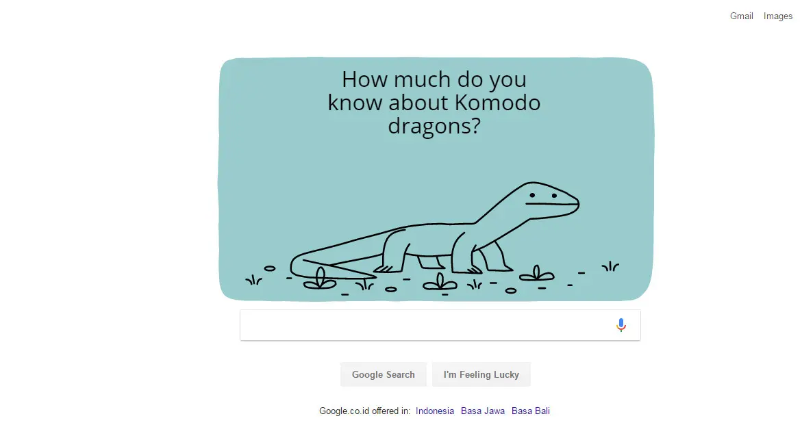 Google Doodle menampilkan hewan Komodo