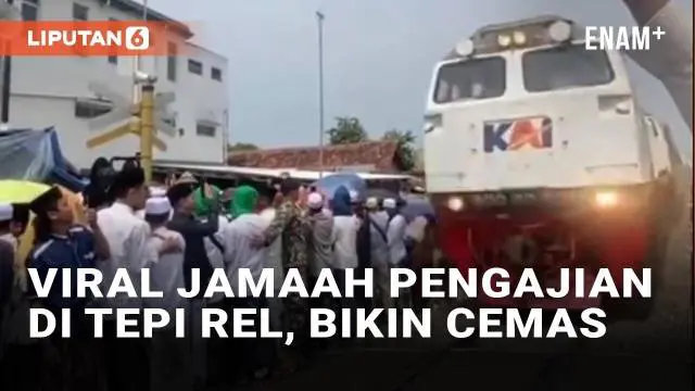 VIDEO: Viral Jamaah Ikuti Pengajian di Tepi Rel Kereta, Bikin Cemas Warganet