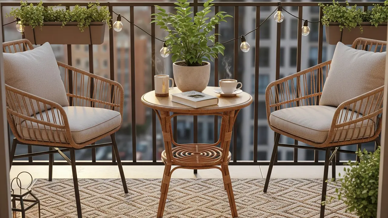 Desain Balkon Mini Ala Kafe Kecil (Image by Gemini AI)