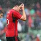 Harry Maguire saat bermain untuk MU pada laga uji coba kontra Bilbao hari Minggu (06/08/2023). (Paul Faith / AFP)