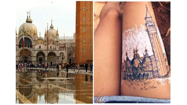 Wanita ini membuat sketsa bangunan Basilika Santo Markus terlihat begitu nyata, menakjubkan.