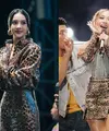 Anya Geraldine dan Bunga Citra Lestari ternyata punya kesamaan selera soal busana panggung. Keduanya nampak tampil kembar kenakan dress animal print [@anyageraldine @itsmebcl]