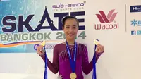 Maghrisa Regita Maharrani Trah Gagarin sukses menyabet tiga medali emas dalam kejuaraan ice skating Asia yang berlangsung di Bangkok.