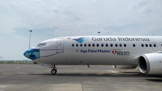 <span>Desain masker baru pesawat Garuda Indonesia pada armada B737-800 NG (dok: GIA)</span>
