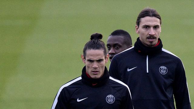 Striker Paris Saint-Germain Edinson Cavani dan Zlatan Ibrahimovic