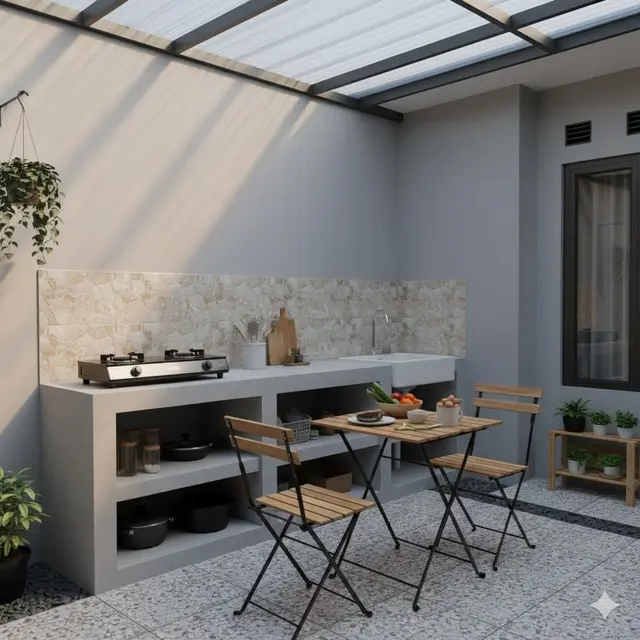 Inspirasi Dapur Outdoor Murah Meriah di Belakang Rumah Sempit