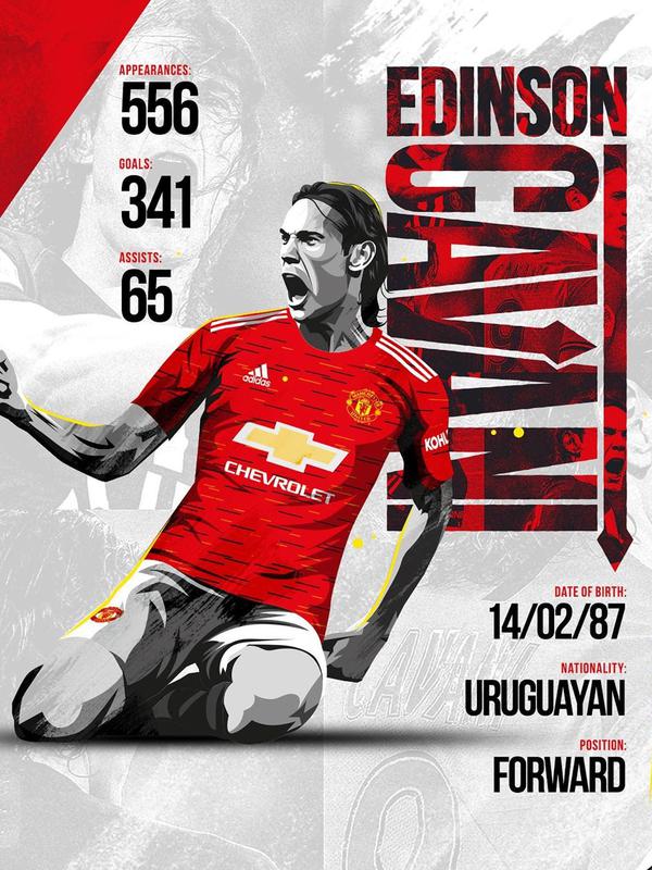 Manchester United (MU) resmi mendapatkan Edinson Cavani. (foto: www.instagram.com/manchesterunited)