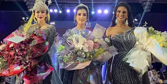 Lihat di sini beberapa potret adu gaya Tasya Farasya, Aura Kasih, dan juara kedua Miss Universe Indonesia 2023 Vina Anggi Sitorus pakai gaun malam.