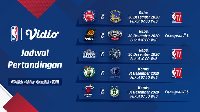 Jadwal NBA 2020/2021 pekan kedua di Vidio