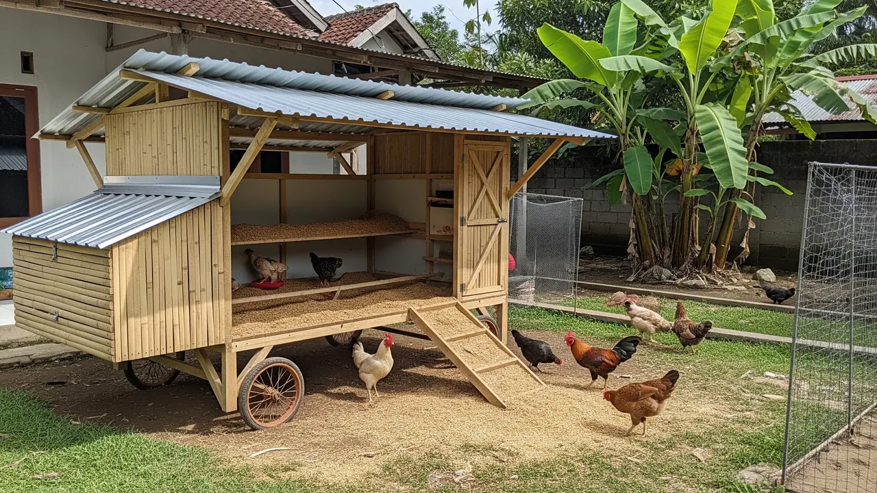 Desain Kandang Ayam Beroda yang Membantu Mengurangi Bau Menyengat/Gemini AI