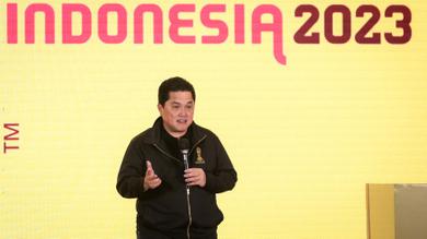<p>Ketua Umum PSSI, Erick Thohir memberikan sambutan saat launching merchandise resmi Piala Dunia U-20 2023 di Atrium Mall FX Sudirman, Senayan, Jakarta, Rabu (08/03/2023). (Bola.com/Bagaskara Lazuardi)</p>