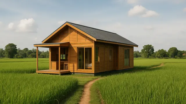 Gambar Rumah Sederhana Tapi Mewah di Tengah Sawah/ChatGPT