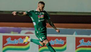Yevhen Bokhashvili mencetak 1 gol untuk PSS Sleman saat melumat RANS Nusantara FC 2-0 di Stadion Maguwoharjo, Sleman, Sabtu (21/1/2023) malam. (Dok PSS)
&nbsp;