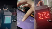 Seorang pemuda pamer tas ransel unik dilengkapi layar LED dan bisa terhubung ke HP. (Sumber: TikTok/naufalhal)