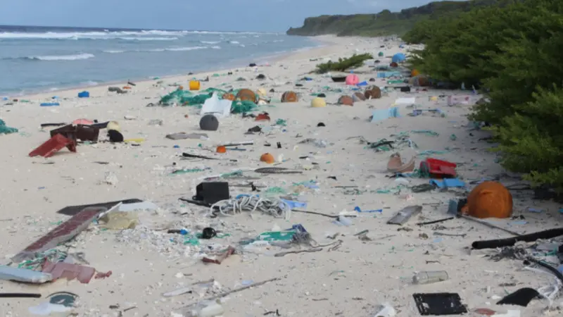 Sampah plastik di Pulau Henderson