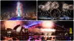 Kemeriahan Malam Tahun Baru 2024 di Australia (bawah), Inggris (kanan atas), dan Uni Emirat Arab (kiri atas). (Dan Himbrechts/AAP Image via AP - AP Photo/Alberto Pezzali - AP Photo/Kamran Jebreili)