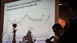 Anggota DPR Fraksi Gerindra, Riza Patria (kiri) memberikan paparan terkait hasil survei evaluasi publik dua tahun kinerja pemerintahan Joko Widodo-Jusuf Kalla (Jokowi-JK) di Jakarta, Minggu (23/10). (Liputan6.com/Faizal Fanani)