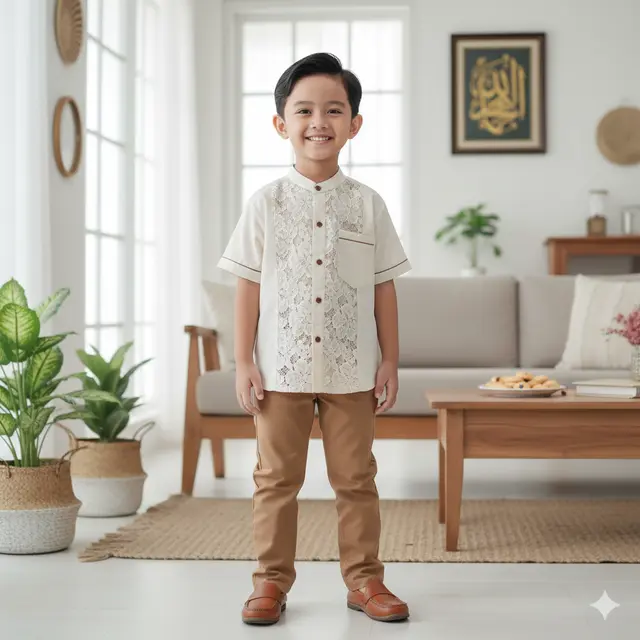 7 Model Baju Anak Brokat Kombinasi Polos, Inspirasi Busana Lebaran 2026