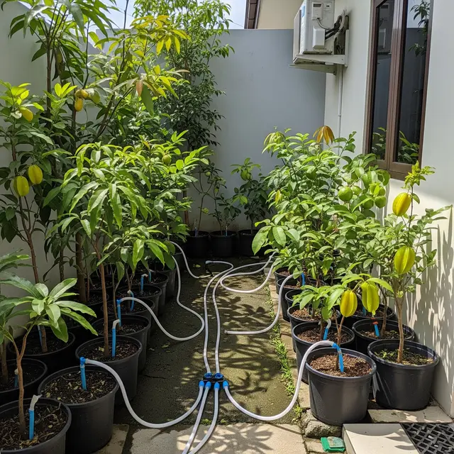Desain Kebun Buah Tabulampot untuk Rumah Type 27 (Image by Gemini AI)