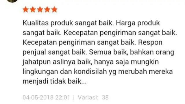 Bikin Ngakak Geli, Begini Komentar Kocak Pembeli Saat Kasih Bintang 5
