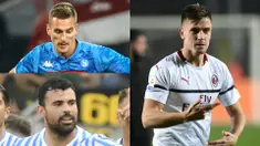 Penyerang anyar AC Milan, Krzysztof Piatek terus konsisten mencetak gol sejak kedatangan pemain 23 tahun tersebut ke San Siro. Raihan satu gol ke gawang Empoli membuanya menempel Cristiano Ronaldo di puncak. (Kolase Foto AFP)