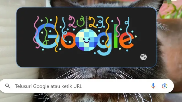 Google Doodle New Year's Eve 2023, hitung mundur Google untuk sambut Pergantian Tahun Baru 2024.