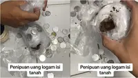Pria ini jadi korban penipuan yang diduga modus baru, tukar uang receh isi tanah. (Sumber: TikTok/@hangusdi)