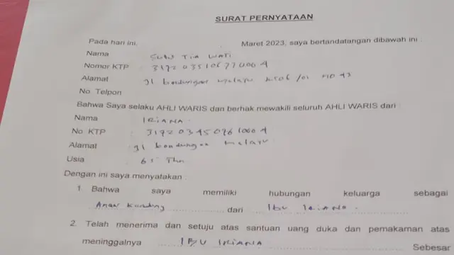 Isi Surat yang Diduga dari Pertamina untuk Korban Kebakaran Depo Pertamina Plumpang