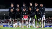 Starting XI Timnas Indonesia U-20 pada laga Grup F Kualifikasi Piala Asia U-20 2025 melawan Timor Leste di Stadion Madya, Senayan, Jakarta, Jumat (27/09/2024). (Bola.com/Bagaskara Lazuardi)