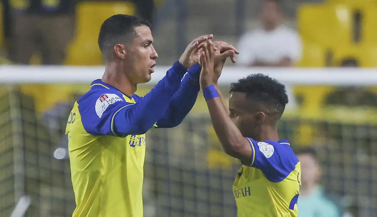 Cristiano Ronaldo jadi pahlawan kemenangan Al Nassr. (AFP/Fayez Nureldine)