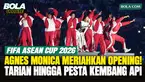 Kemeriahan opening ceremony FIFA ASEAN Cup 2026 di Stadion Utama Gelora Bung Karno, Jakarta, Jumat (25/9/2026), sebelum kick-off Timnas Indonesia vs Singapura. Agnes Monica dan Isyana Sarasvati turut memeriahkan acara dengan penampilan spesial, disus...